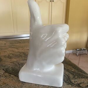 White Ceramic Thumbs Up Sculpture